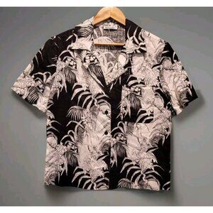 Reformation 100% Linen Black White Hawiian Short Sleeve Button Up Top XS